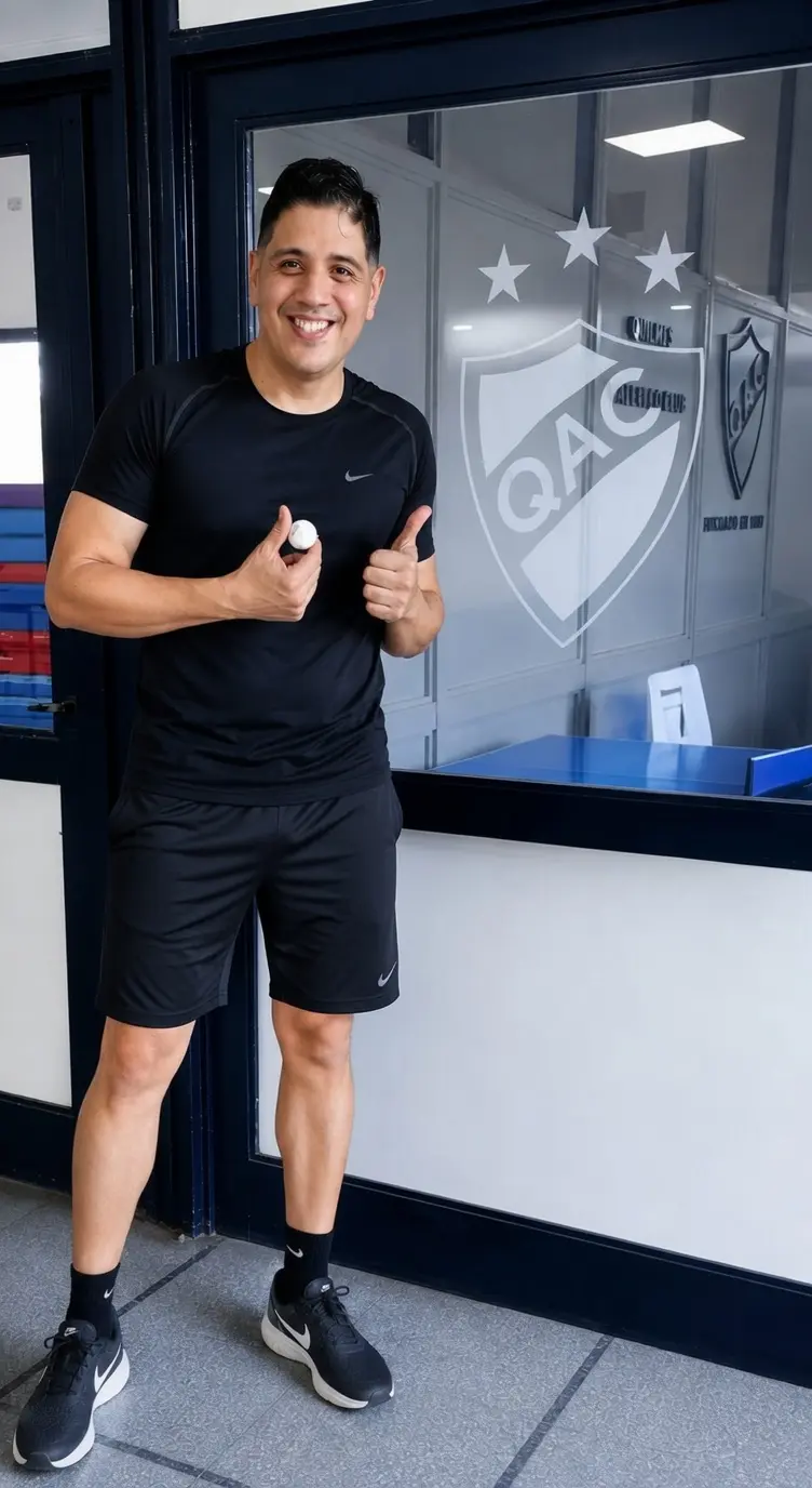 Martín Carabajal, profesor de tenis de mesa en Quilmes