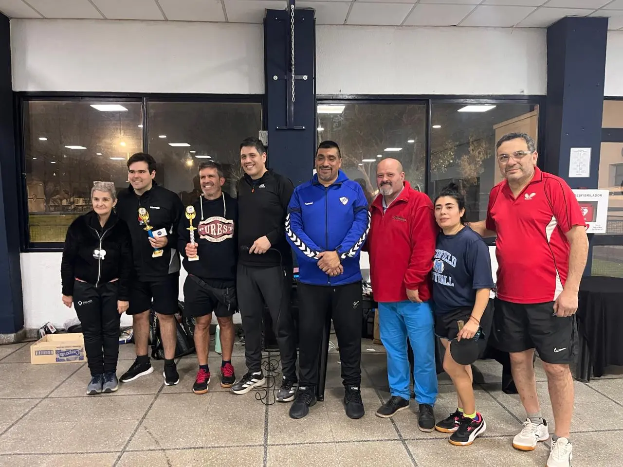 Portada de la nota del torneo: Los Bagreros se consagraron campeones del Torneo de Dobles Libres de Tenis de Mesa en el QAC